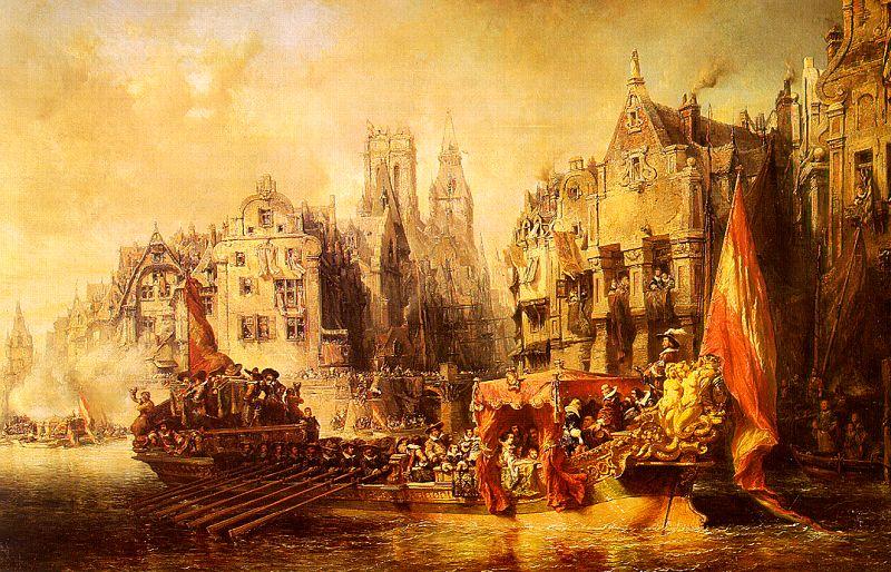  Eugene Isabey Arrival of the Duke of Alba at Rotterdam in 1567 oil painting image